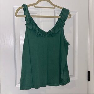 Treasure & Bond Green Ruffle Tank Top